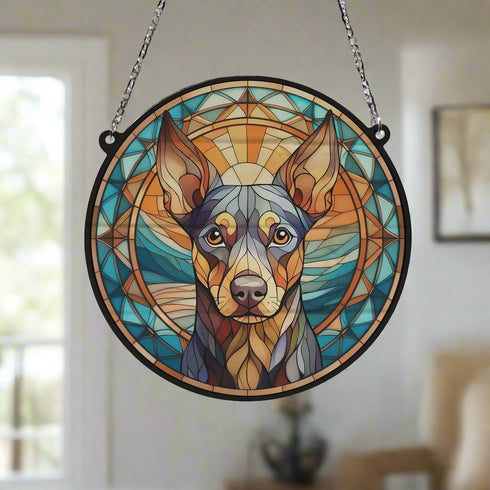Miniature Pinscher Stained Glass Effect Suncatcher